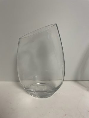 Clear Glass Slanted Teardrop Vase 10"
