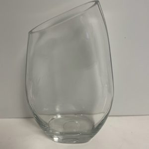 Clear Glass Slanted Teardrop Vase 12"