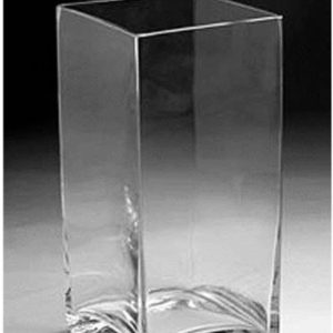 Clear Glass Tall Square Vase 16"