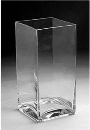 Clear Glass Tall Square Vase 16"