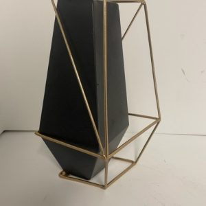 Black Metal Vase with Gold Frame 9"