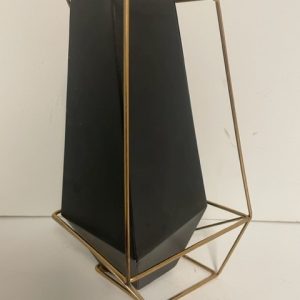 Black Metal Vase with Gold Frame 11"