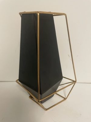 Black Metal Vase with Gold Frame 11"