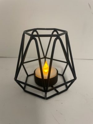 Black Metal Wire Tea Light Holder 4"