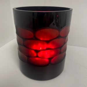 Black and Red Etched Glass Cylinder 6"
