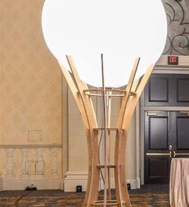 Natural Wood Column with Glow Sphere