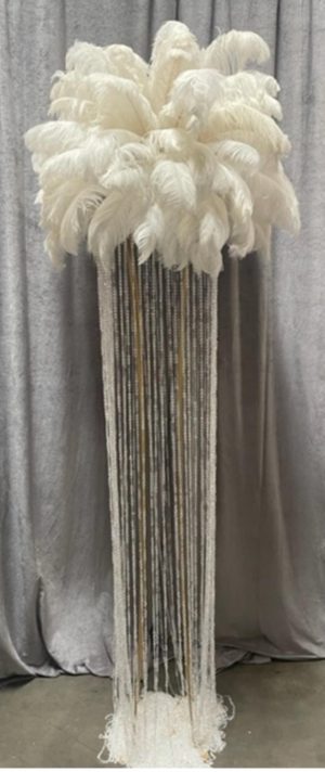 Juniper Stand Gold with Feather Topper and Crystal Beaded Column. 10'