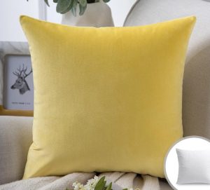 Yellow Velvet Pillow 18" x 18"
