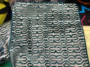 white with Teal Geo pattern velvet Pillow 20" x 20"