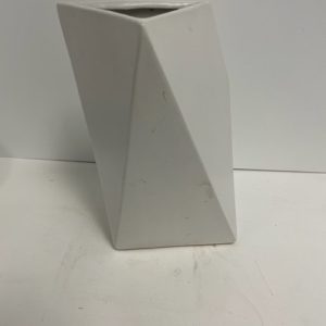 White Ceramic Geo Vase 10"x6"