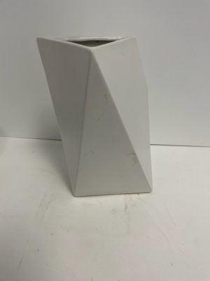 White Ceramic Geo Vase 10"x6"