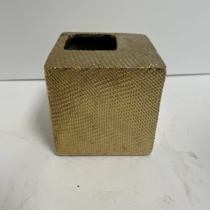 Gold Ceramic Cube Bud Vase 3"