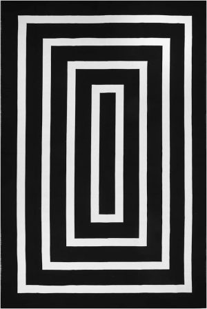 6' X 9' Black & White Striped Area Rug