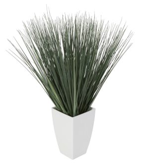 Faux Grass in White Pot