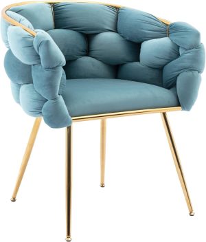Light Blue Velvet Weave Accent Chair