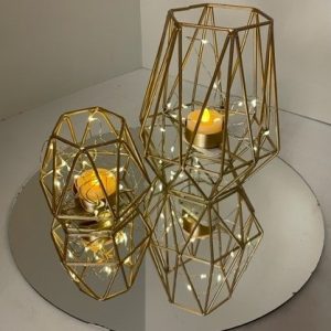 Gold Geometric Duo with Fairy Lights