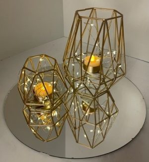 Gold Geometric Duo with Fairy Lights