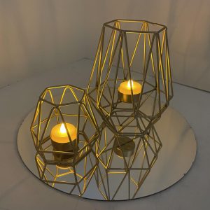 Gold Geometric Duo with Tea Lights