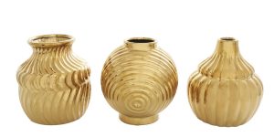 Gold Ceramic Vase Trio 6"