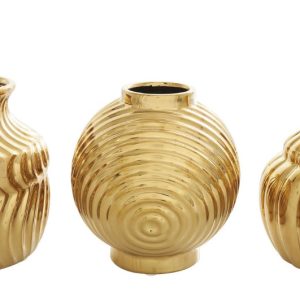 Gold Ceramic Vase Trio 6"