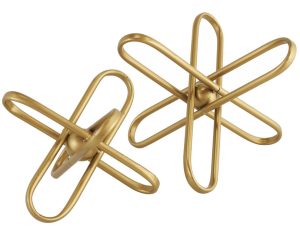 Gold Metal Sculpture Paper Clip Duo 12"