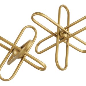 Gold Metal Sculpture Paper Clip Duo 12"