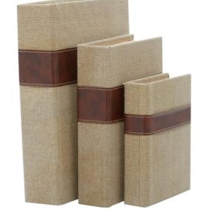 Burlap Book Boxes set of 3