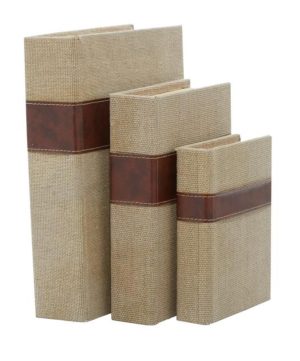 Burlap Book Boxes set of 3