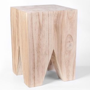 Light Wood Tree Stump Accent Table