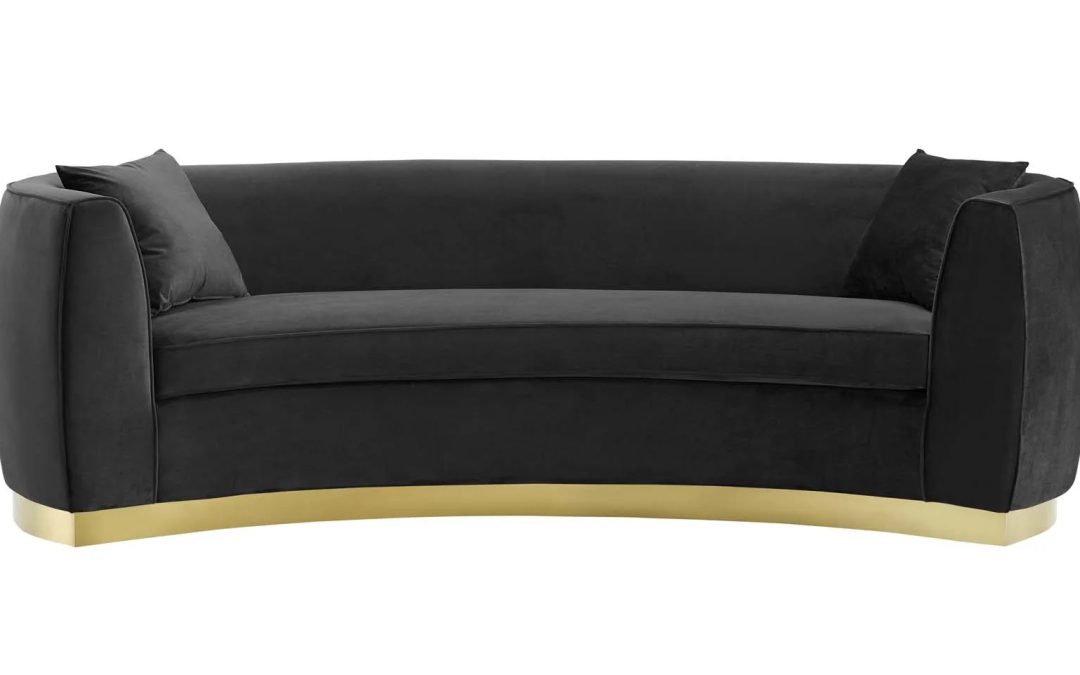 Black Velvet Resolute Curved Sofa