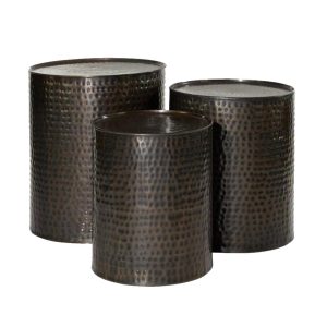Bronze Metal Hammered Accent Tables (Trio)