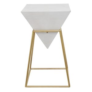White Wood Pyramid Accent Table