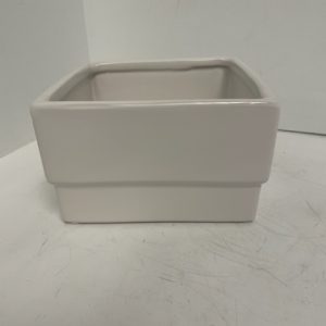 White Ceramic Square Container 6"
