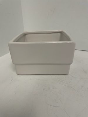 White Ceramic Square Container 6"
