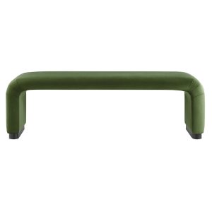 Moss Green Velvet Waterfall Bench