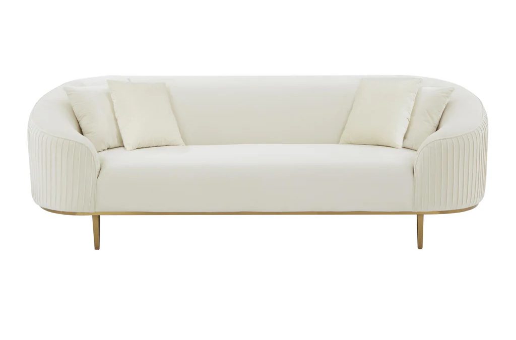 Michelle Cream Velvet Pleated Sofa