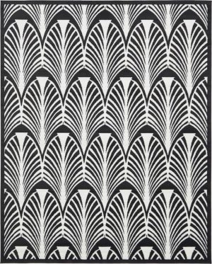 8' x 10' Black & White Art Deco Area Rug